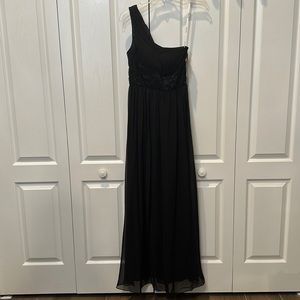 NWT - OC by OC Black One Shoulder Chiffon & Beaded Accents Formal Dress- Size 2